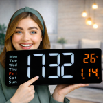 ساعت دیجیتال دیواری و رومیزی LED مدل 6626  نمایشگر غول‌پیکر با ریموت کنترل