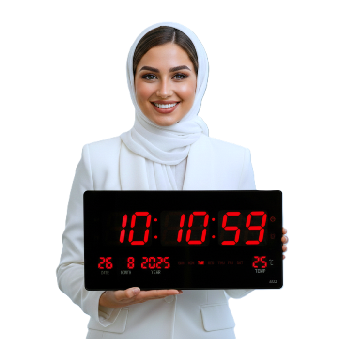 ساعت دیجیتال بسیار بزرگ 4622 دیواری  با ثانیه شمار،تقویم ،دماسنج - تصویر 1