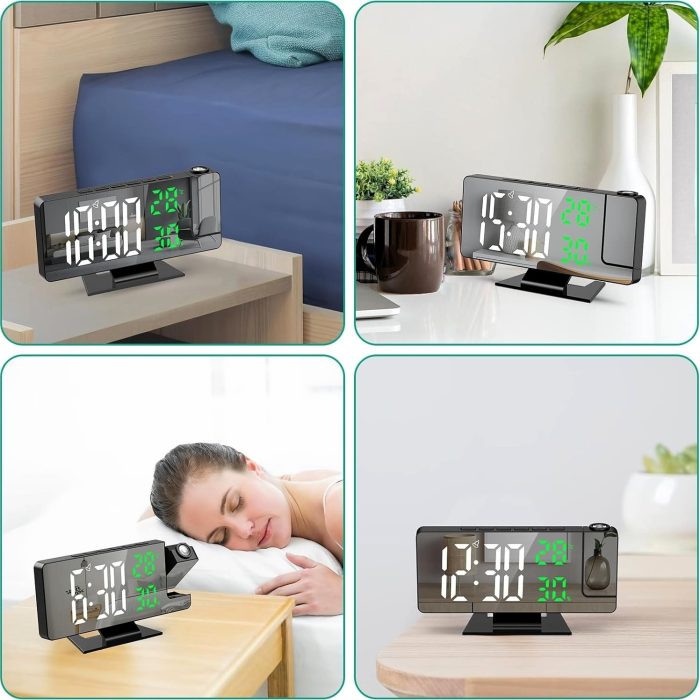ساعت دیجیتال رومیزی ،پرژکتوری با نمایش دما و رطوبت - تصویر 3